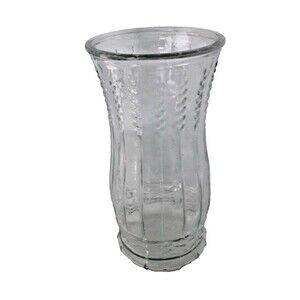 Mid Century Brody Glass Vase Wheat Stalks Flared Lip Pressed Clear Large Vintage